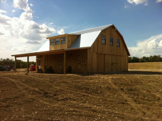 Gambrel with full 2nd floor living space with stalls